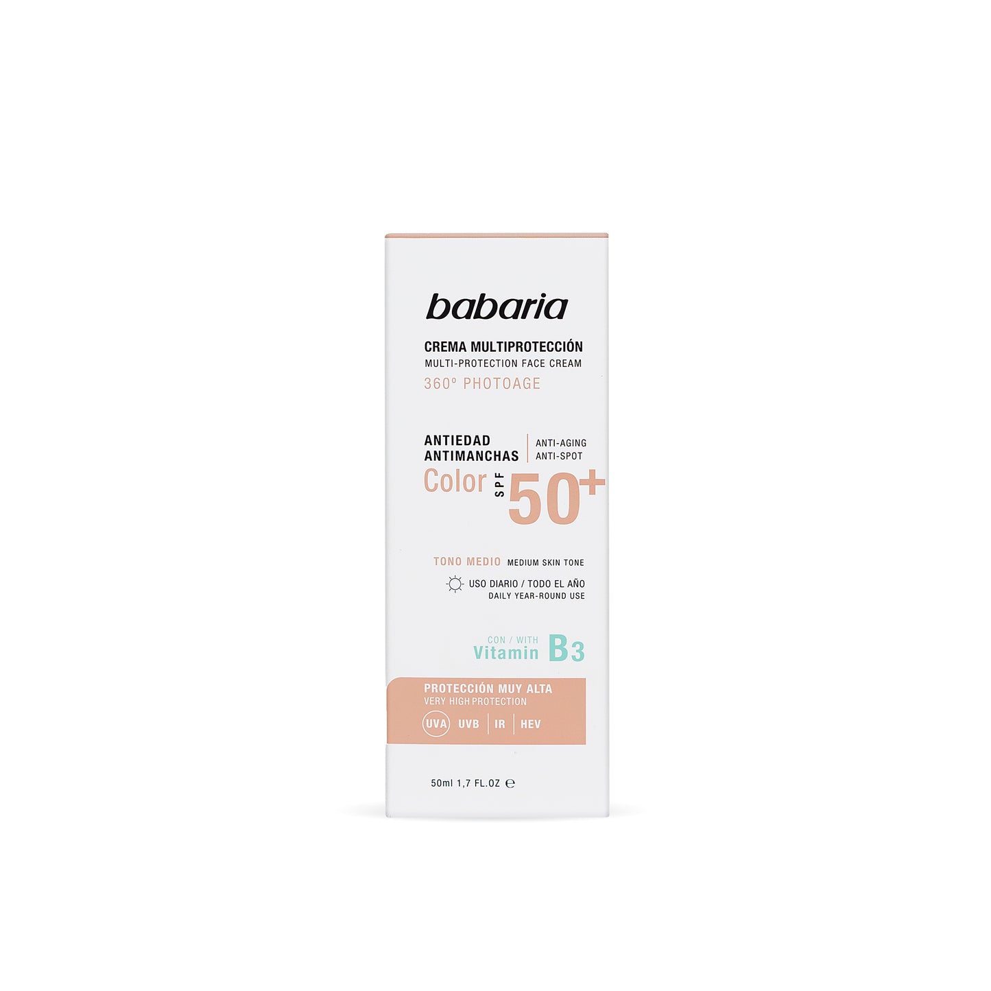 CREMA FACIAL MULTIPROTECTORA 360° SPF50 COLOR
